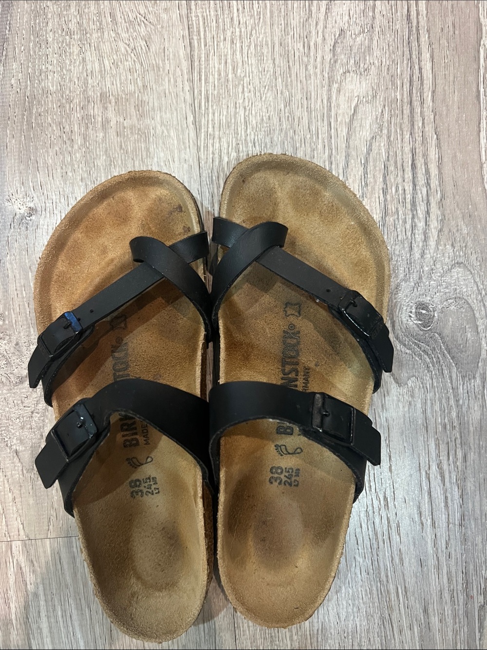 Birkenstock Black Crisscross Buckle Slide Sandals 38